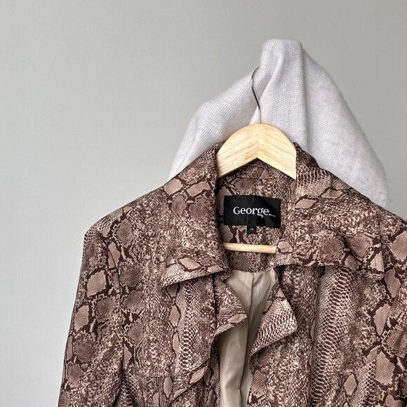George Snakeskin Print Trench Coat - Size Large - Picture 2 of 5